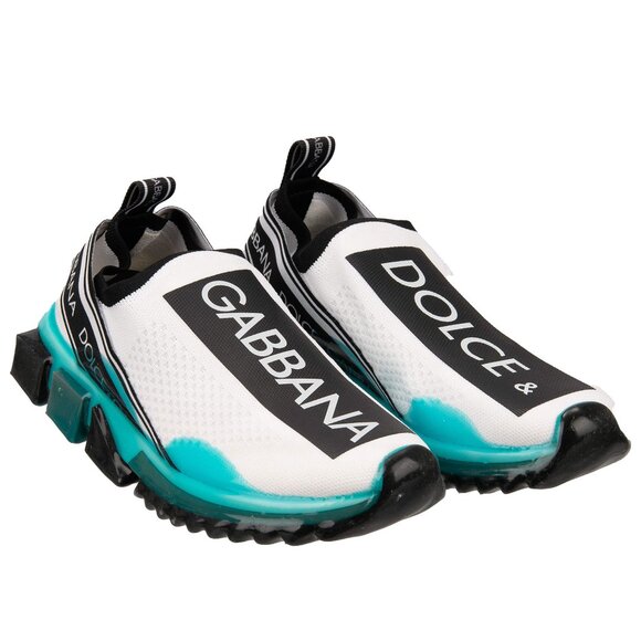 Dolce & Gabbana - Logo Slip-On Sneaker SORRENTO Logo Stripes White Blue Black EU - Picture 1 of 5